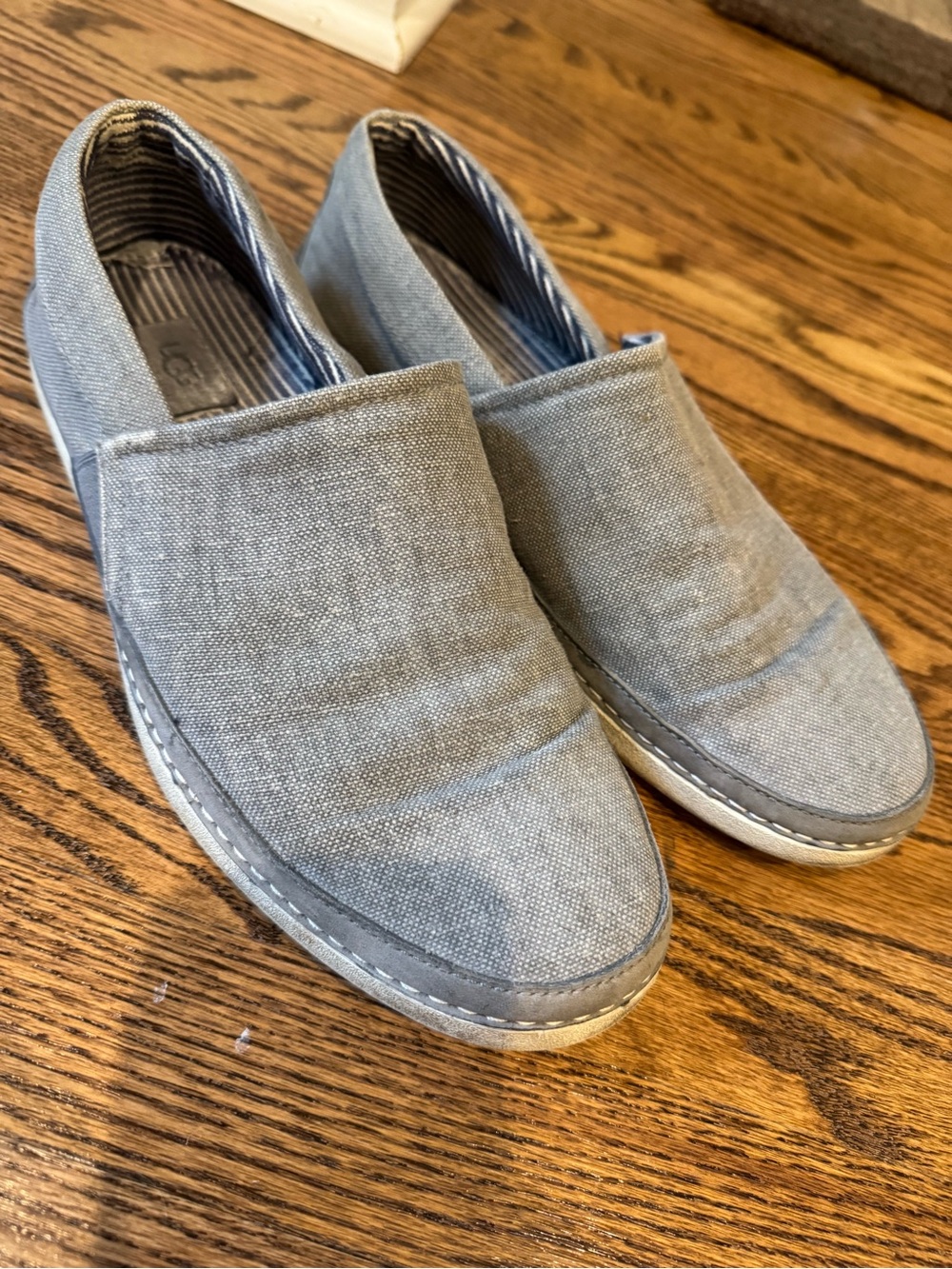 UGG Men's Slip-On Casual Loafers in Light Gray Canvas